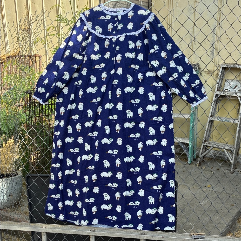 Lanz Of Salzburg Maltese Dog Print Flannel Pajama Size 1X